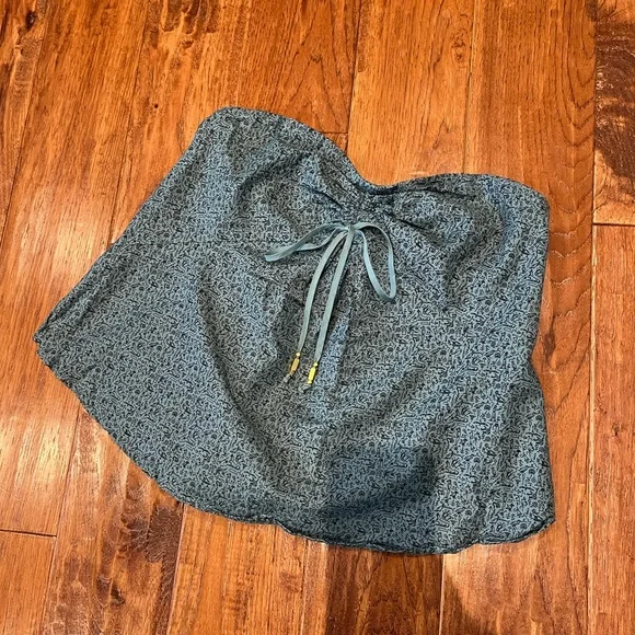 Anthro Maeve Teal Hieroglyphics Tube Top, 8 - Picture 10 of 13